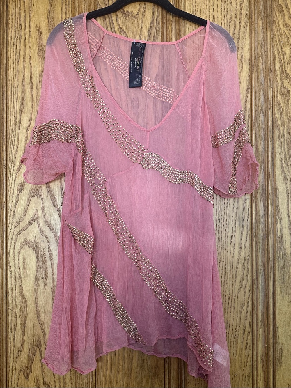 New Romantics by Free People bohemian sheer beaded top size Large